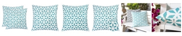 Homey Cozy Outdoor Pillow, Aqua Crystal Grid - Set of 2